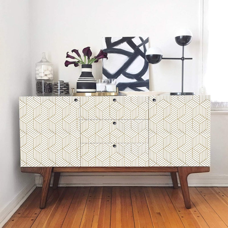 WENMER 17.71 Inch x 197 Inch Geometric Hexagon Wallpaper Peel and Stick Removable Self Adhesive Vinyl Film for Home Use - Image 2